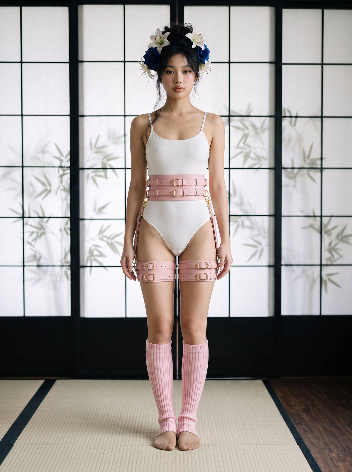 MOMO LEATHER HARNESS SET & STOCKINGS