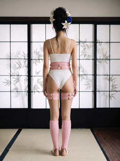 MOMO LEATHER HARNESS SET & STOCKINGS