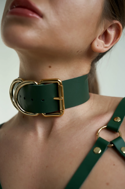 Green Leather Choker
