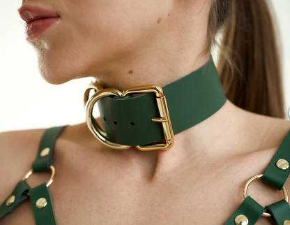 Green Leather Choker